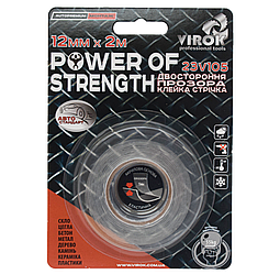 Стрічка автомобільна 2-стороння VIROK Power of strength; 12 мм х 2 м [30]