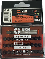 Набір насадок викруткових USH Industry : 1/4" з тримачем, Torx, HEX, Spaner, Try-wing. Torq, 31 ел