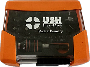 Насадки викруткові USH Industry: з магнітним тримачем, PH, PZ, SL, Torx, HEX, 19 ел