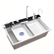 Кухонна мийка 75*45W біла Handmade "Водоcпад"