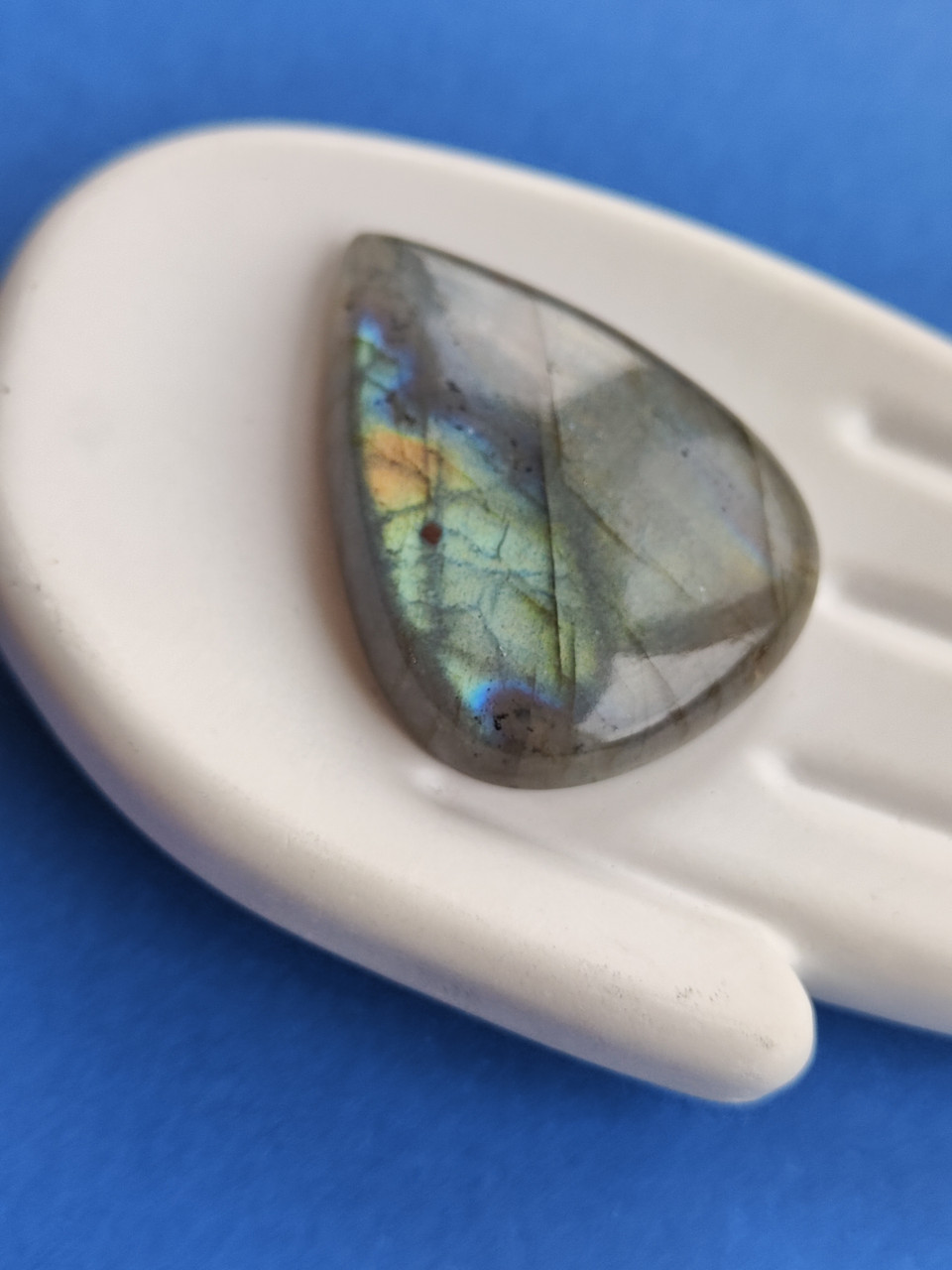 Лабрадор крапля камінь без оправи. Кабошон натуральний лабрадор 37,5*29*7 мм. Індія., фото 1