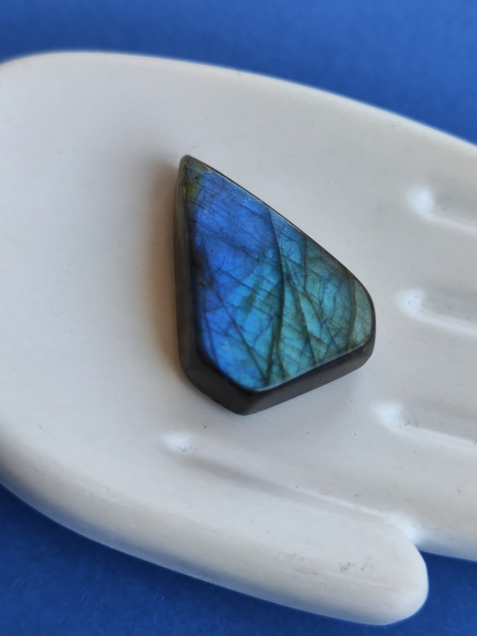 Лабрадор "Голова риби" камінь без оправи. Кабошон натуральний лабрадор 27*19*7 мм. Індія., фото 1