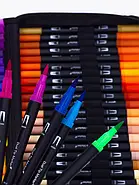 Набір двосторонніх маркерів на водній основі Color pencil AND 48 шт Набір маркерів-лінерів та маркерів-кистей, фото 5