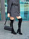 Ботфорти панчохи жіночі замшеві зі вставкою стрейчу чорні демісезонні, фото 5