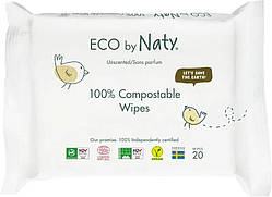 Органічні серветки Eco by Naty без запаху для подорожей, 20 шт.