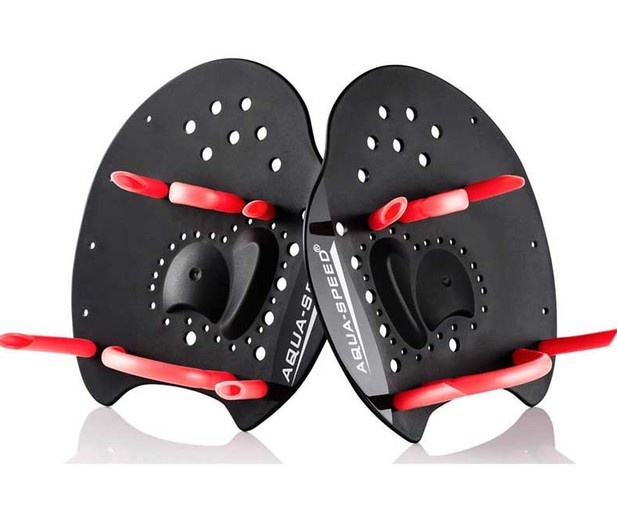 Лопатки для плавання AQUA SPEED SKILL PADDLE 1789 15х14см чорний/червоний, фото 1