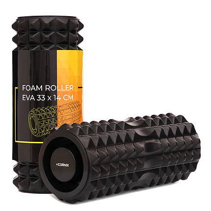 Масажний ролик Cornix EVA 33 x 14 см (валик, роллер) XR-0341 Black, фото 1