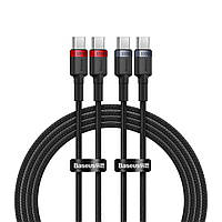 Кабель Baseus Cafule Charging Cable USB-C to USB-C 100W 1m 2pcs Red Black+Grey Black