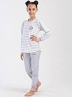 Байковая теплая пижама для девочки 403027, Серый, Рост 164 (15-16 лет)