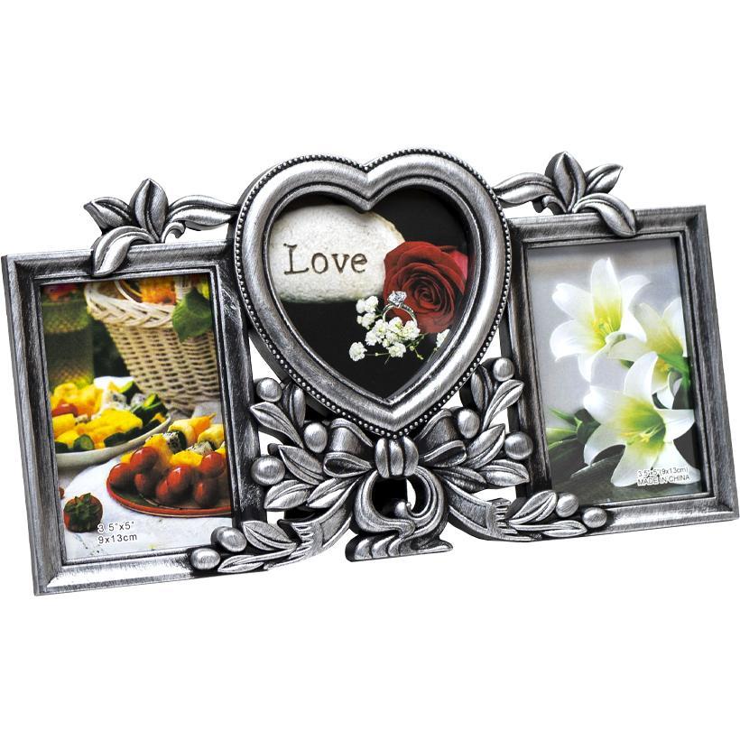 Рамка для фотографії на 3 фото чорна зі сріблом 32*18*2см