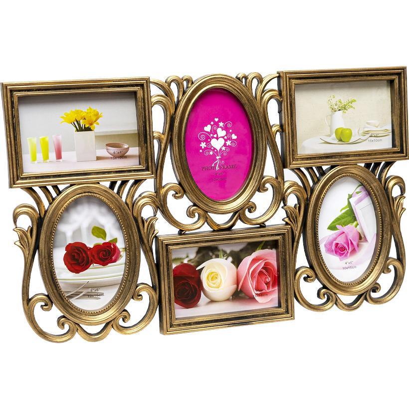 Рамка для фотографії на 6 фото золота 50*31*2см