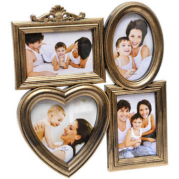 Рамка для фотографії на 4 фото золота 31х35х2 см