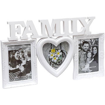 Рамка для фотографії на 3 фото біла 42*26*2см