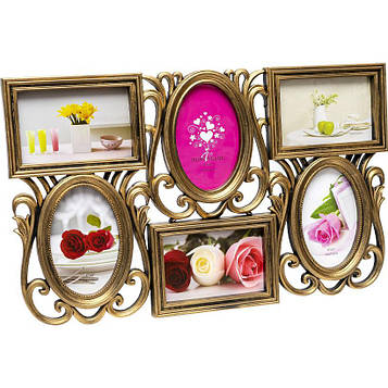 Рамка для фотографії на 6 фото золота 50*31*2см