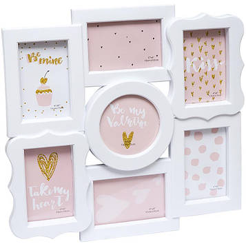 Рамка для фотографії на 7 фото біла 44х42см