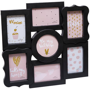 Рамка для фотографії на 7 фото чорна 44х42см