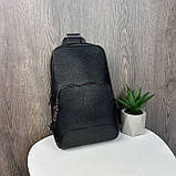 Яка чоловіча сумка бананка нагрудна, сумка-бананка слінг чорна, фото 2