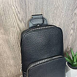 Яка чоловіча сумка бананка нагрудна, сумка-бананка слінг чорна, фото 8