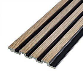 Декоративні PS рейки на стіну 2900х120х12мм, пластикові панелі-рейки під дерево сіро-коричневі SW-00001738