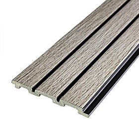 Декоративні PS рейки на стіну 2900х120х12мм, пластикові панелі-рейки під дерево коричнево-сірі SW-00001740