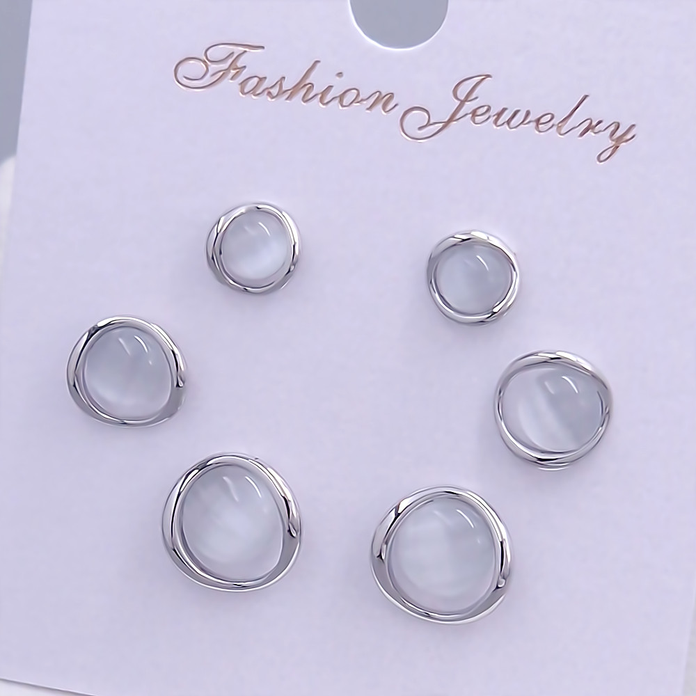 Набір із 3-х пар сережок-гвоздиків FJ. Родій.