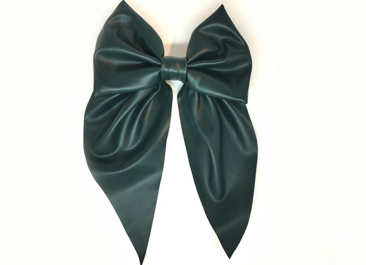 Бант довгий з екошкіри темно-зелений, фото 1