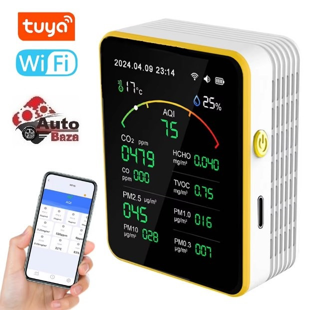Wi-Fi Детектор датчик якості повітря KKMOON MT15 15в1, тестер якості повітря CO CO2 додаток для контролю температури та вологості