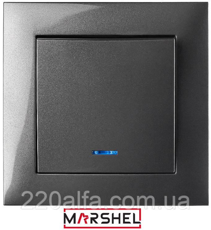 Вимикач одноклавішний з LED підсвічуванням серія "IDEAL GRAFFITE" ТМ"MARSHEL"