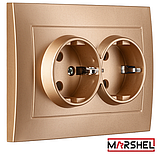 Розетка двомісна з заземленням серія "IDEAL GOLD" ТМ"MARSHEL", фото 3