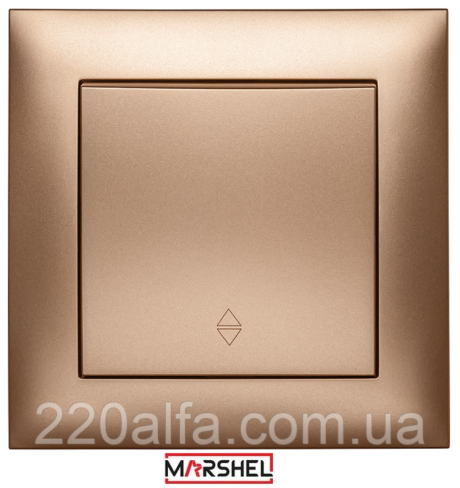 Вимикач одноклав. прохідний (2 напрямки) серія "IDEAL GOLD" ТМ"MARSHEL"