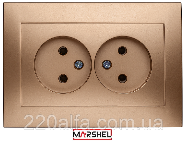 Розетка двомісна серія "IDEAL GOLD" ТМ"MARSHEL"