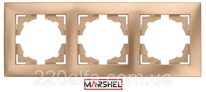 Рамка трьохмісна серія "IDEAL GOLD" ТМ"MARSHEL"