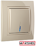 Вимикач одноклавішний з LED підсвічуванням серія "ELEGANT BEIGE" ТМ"MARSHEL", фото 3
