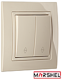 Вимикач одноклавішний з LED підсвічуванням прохідний серія "ELEGANT BEIGE" ТМ"MARSHEL", фото 3
