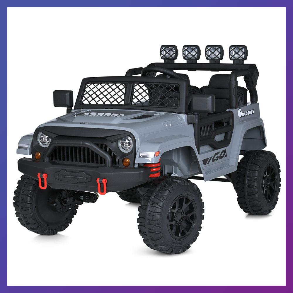 Дитячий електромобіль на акумуляторі двомісний Джип Jeep M 5995 з пультом р/у для дітей 3-8 років Сірий