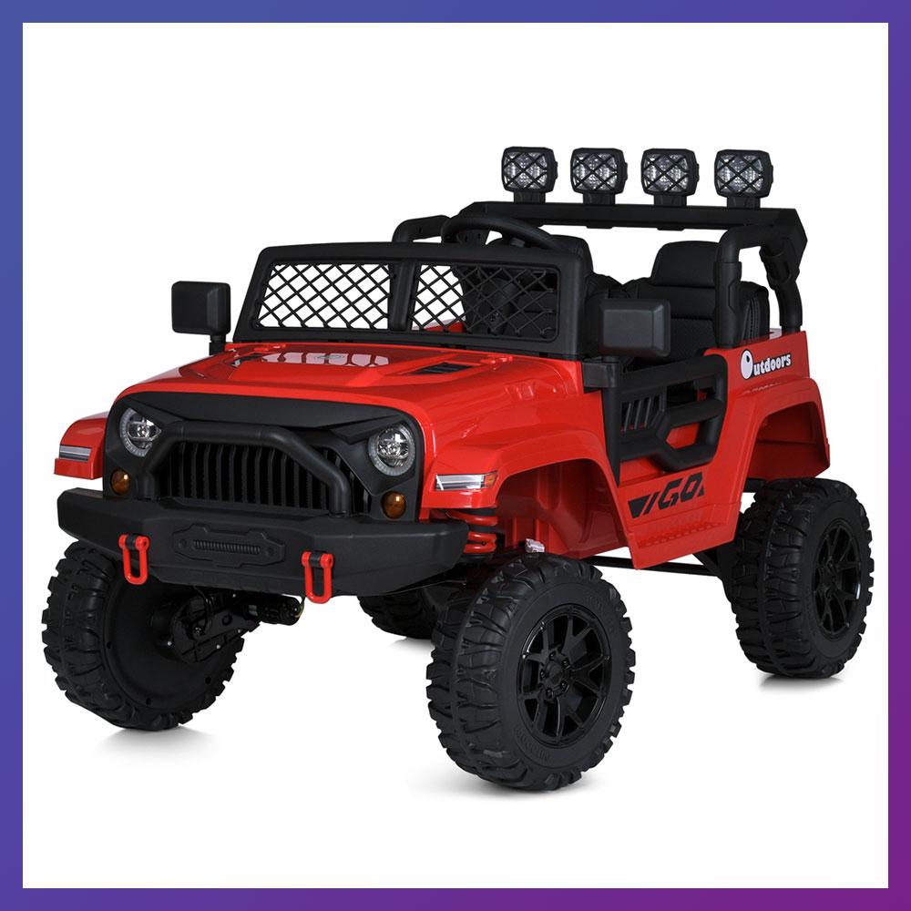 Дитячий електромобіль на акумуляторі двомісний Джип Jeep M 5995 з пультом р/у для дітей 3-8 років Червоний