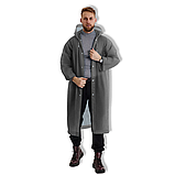 Дощовик з капюшоном оверсайз, що не промокає, дощовик водонепроникний з довгими рукавами Hechpro 1030 сірий, фото 7