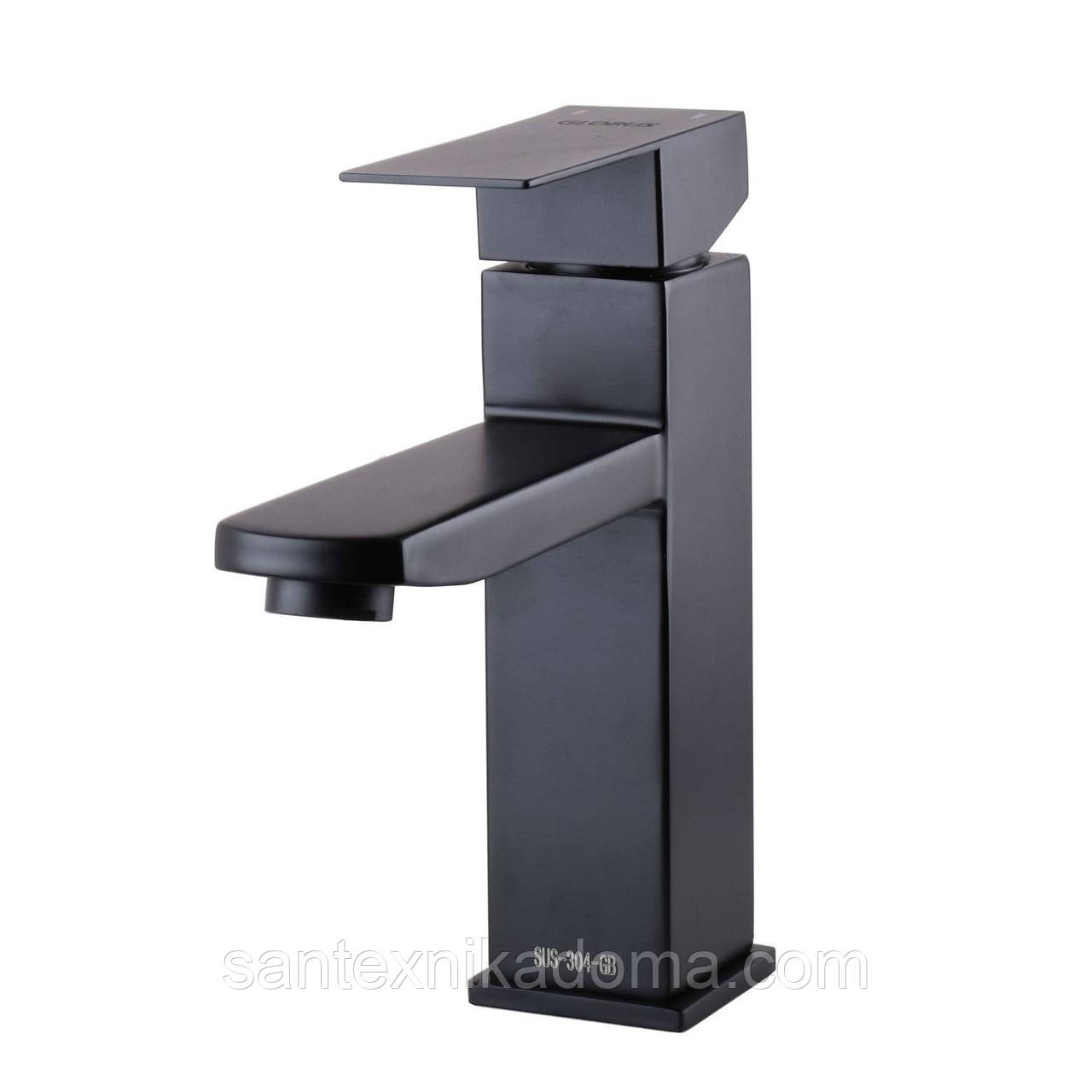 Змішувач для умивальника Globus Lux SICILIA SBQ-101-BB нержавіюча сталь у чорному кольорі