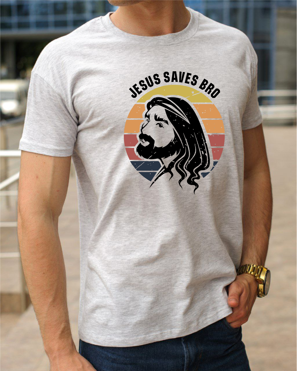 Християнські бавовняні футболки унісекс з православною символікою Jesus saves bro (Ісус рятує бро),розмір S