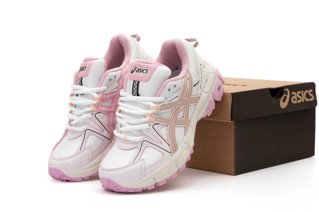 Жіночі кросівки Asics Gel-Kahana 8 White Pink Рожеві з білим Взуття Асікс Гель Кахана 8 повсякденні шкіра текстиль демісезон