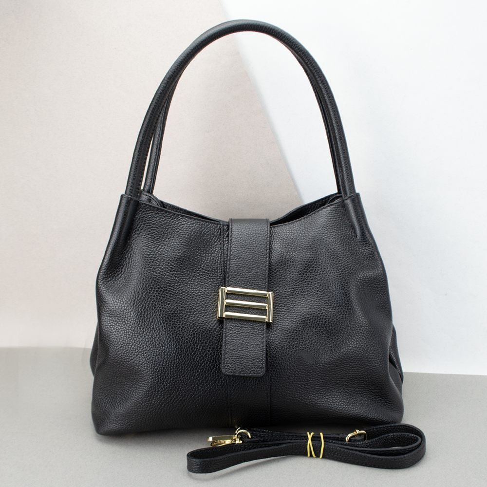 Сумка жіноча шопер шкіряна Virginia Conti 03602 з 2 ручками чорна, фото 1