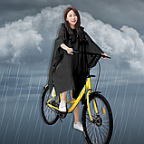 Накидка від дощу для гір, багаторазовий довгий дощовик пончо для походу, плащ від дощу Hechpro 1060 чорний, фото 5