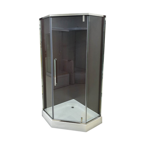 Душова кабіна Veronis KN 16 01 100х100х204 см на низькому піддоні багатогранна хром прозоре скло 8 мм