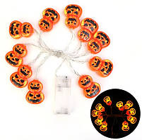 ​​​​​​​Світлодіодна гірлянда гарбузи на Хелловін на батарейках 1,5 м 10 led