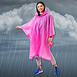 Жіночий чоловічий дощовик для дорослих непромокаючий, дощовик з довгими рукавами Hechpro 1060 рожевий, фото 7