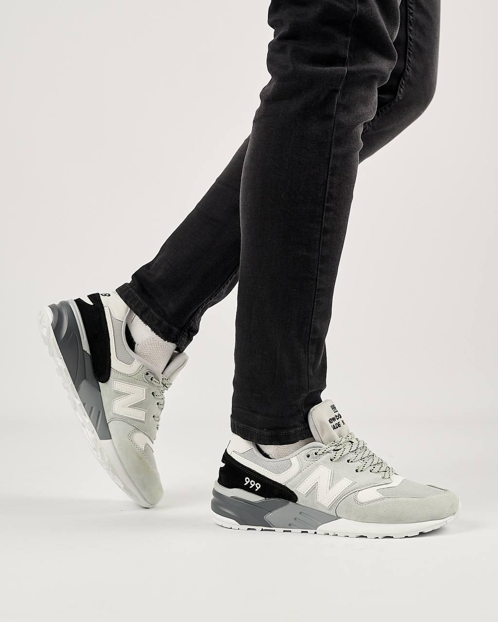 Чоловічі кросівки замша текстиль New Balance 999 Grey White, кеди чоловічі Нью Беланс сірі. Чоловіче взуття