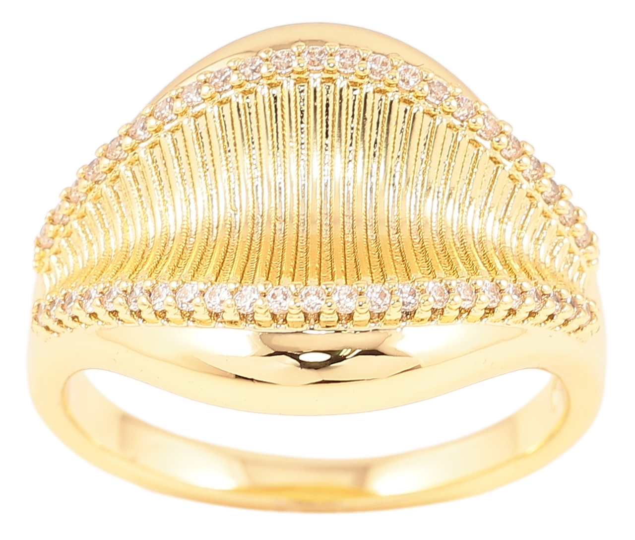 Каблучка Xuping Позолота 14K "Декоративний візерунок з доріжками цирконію» р. 16,17,17.5,18.5