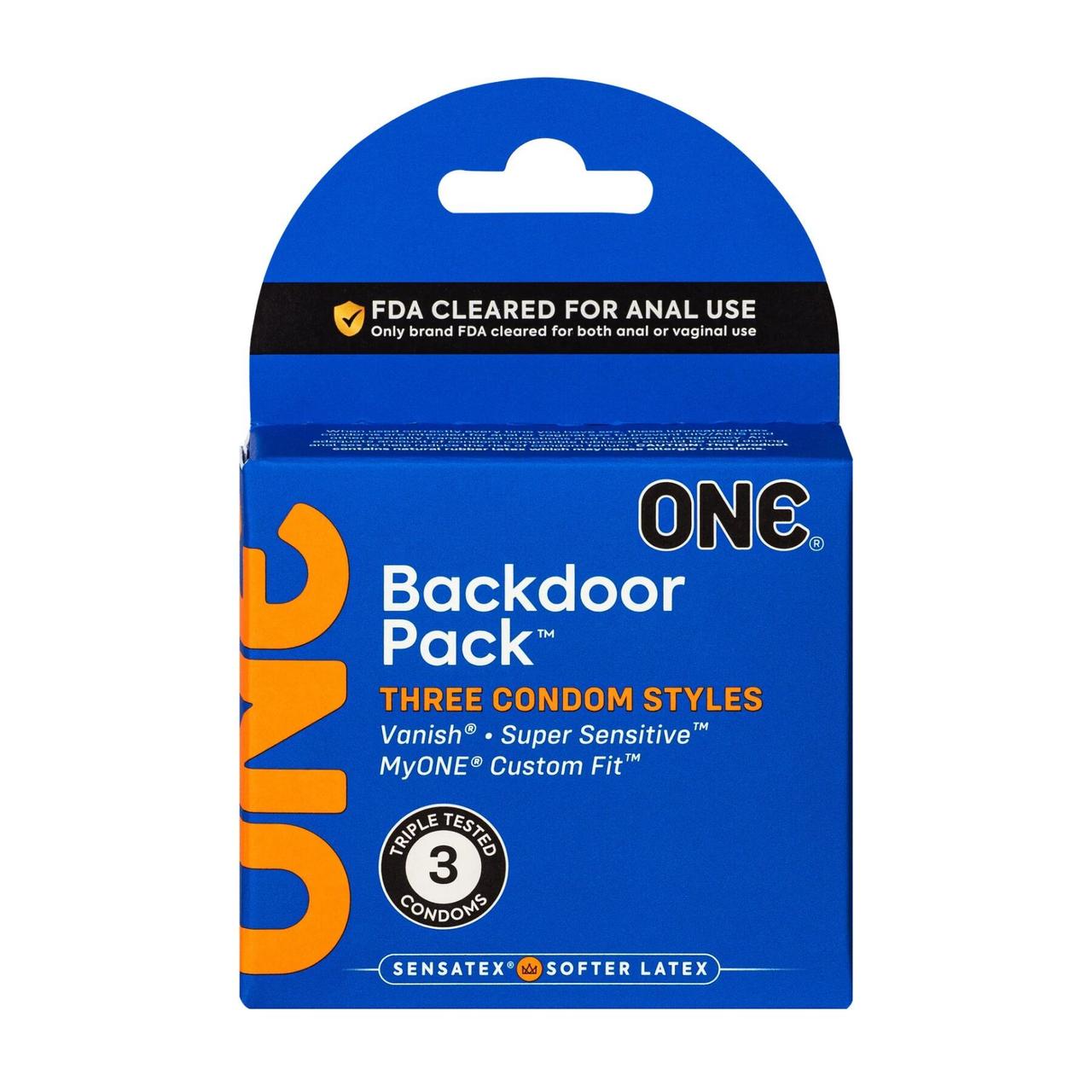 Презервативи ONE Backdoor 3 шт., картонна коробка (м'ята упаковка!!!
