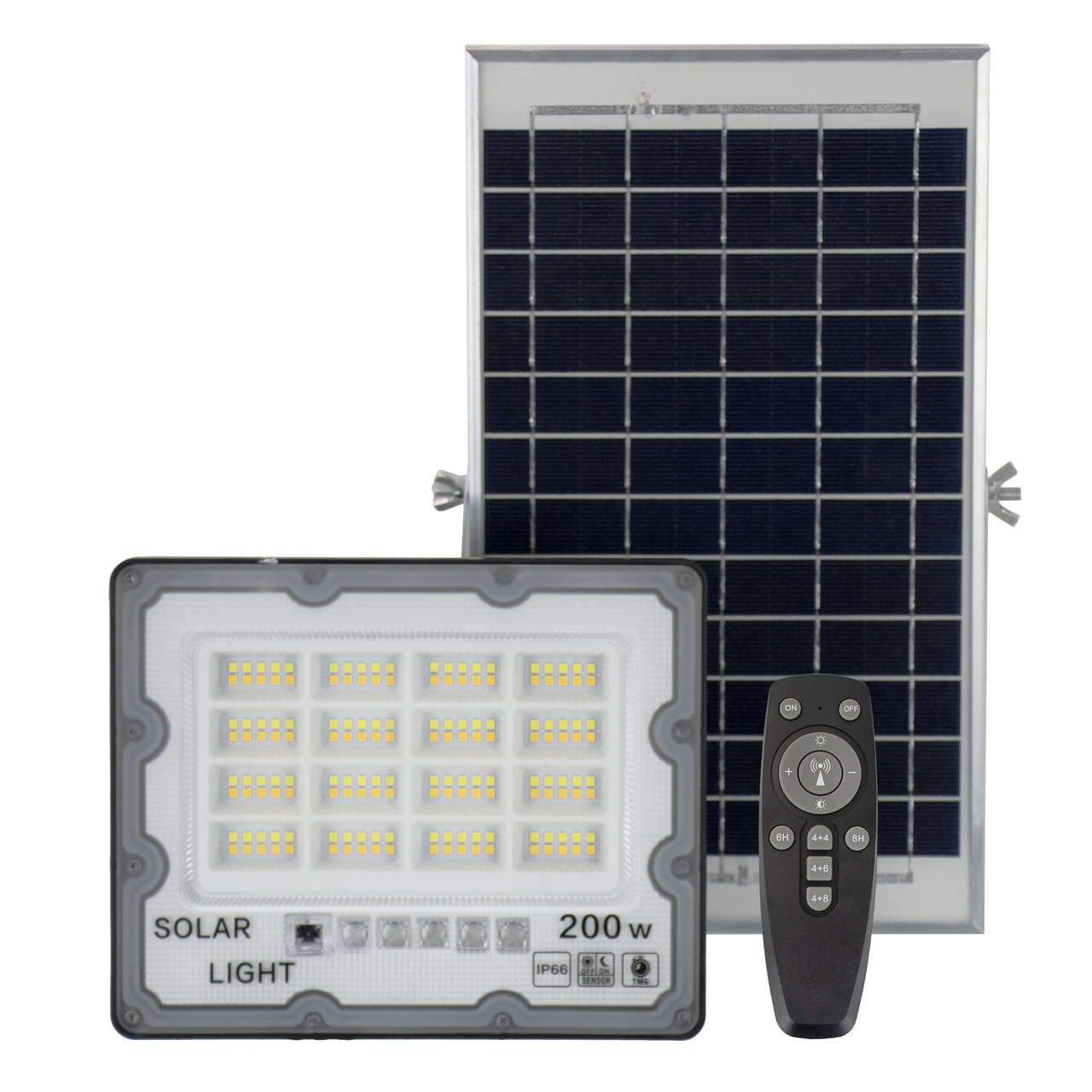 Прожектор вуличний із сонячною панеллю та датчиком світла Greelite JX-200 200W з пультом (8955), фото 1