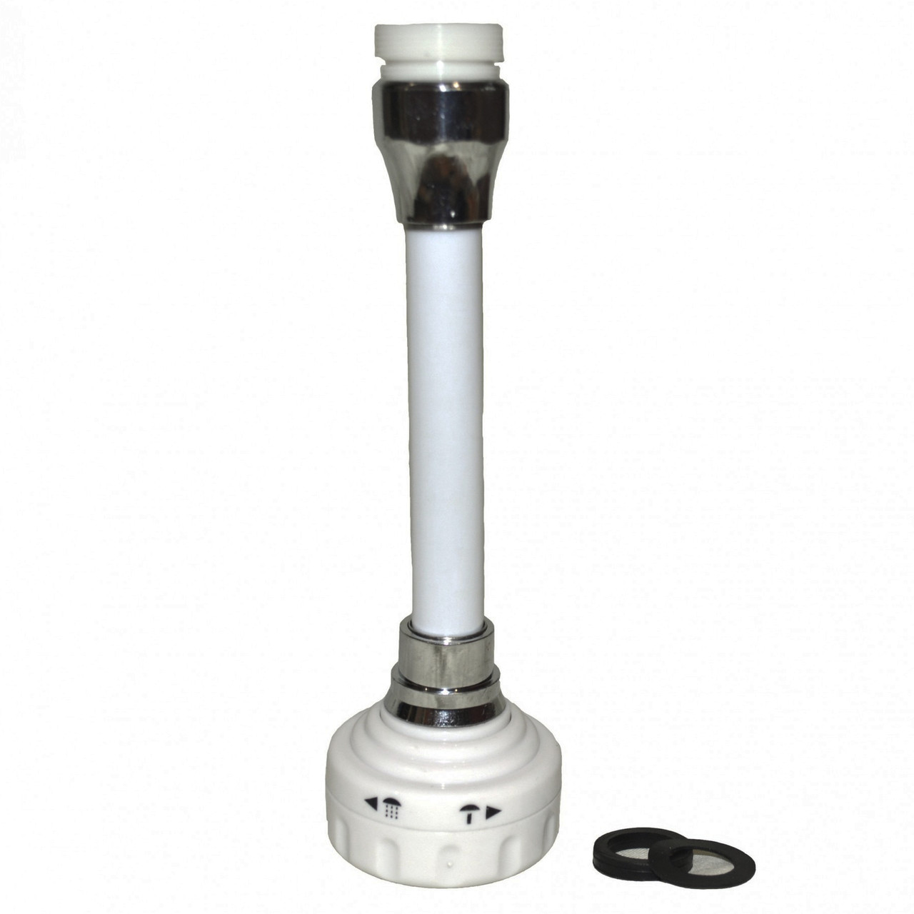 Насадка на кран аератор для змішувача Ango LJ 2020-3LВ пластик 2 режиму М22 з перехідником М24 гнучкий шланг, фото 1